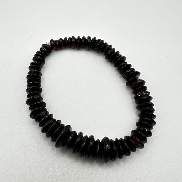 Genuine graduated garnet disk beaded stretchy bracelet!! - Picture 8 of 9